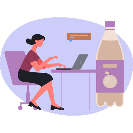 Woman  working on laptop  Illustration