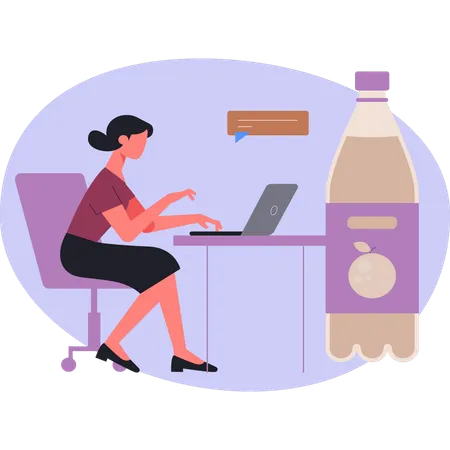 Woman  working on laptop  Illustration