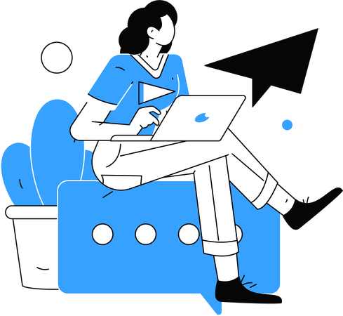 Woman working on laptop  Illustration