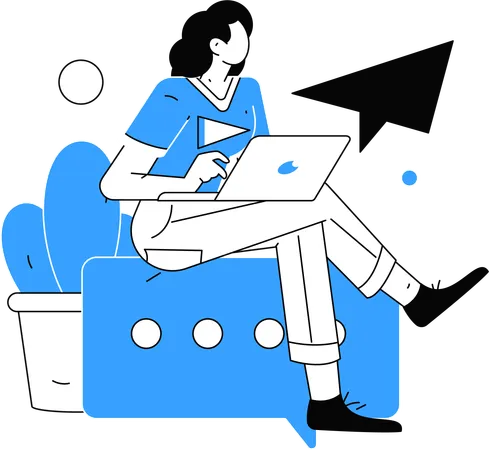 Woman working on laptop  Illustration