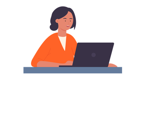 Woman working on laptop  Illustration