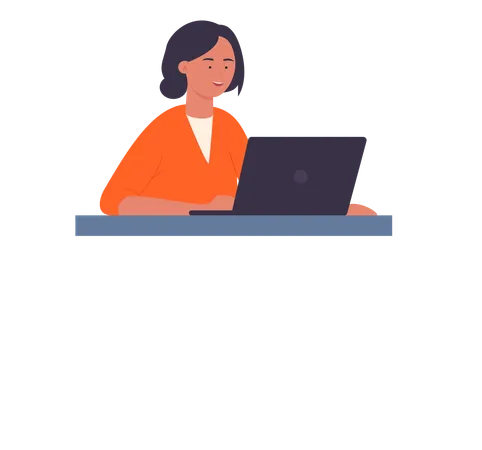 Woman working on laptop  Illustration