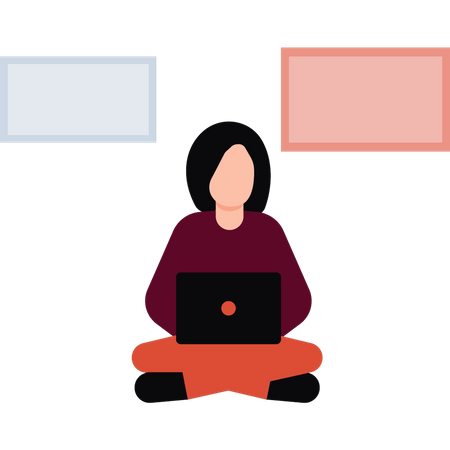 Woman working on laptop  Illustration