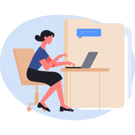 Woman working on laptop  Illustration