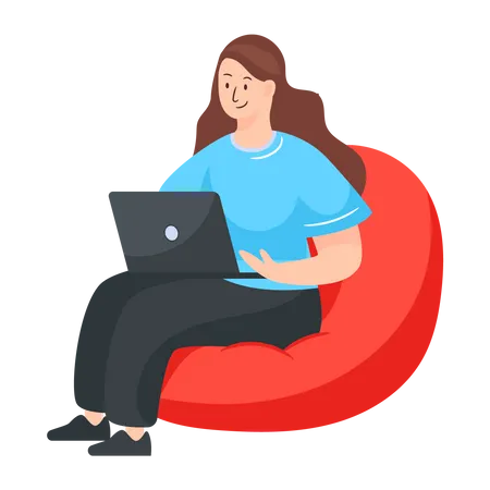 Woman Working on laptop  Illustration