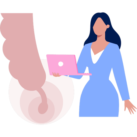 Woman  working on laptop  Illustration