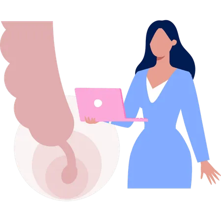 Woman  working on laptop  Illustration
