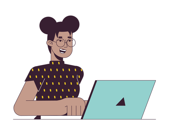 Woman working on laptop  Illustration