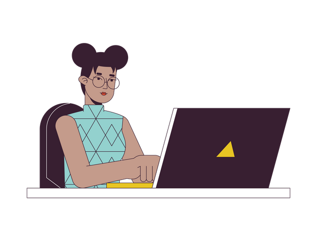 Woman working on laptop  Illustration