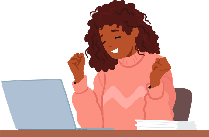 Woman Working On Laptop  Illustration