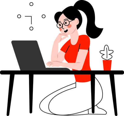 Woman working on laptop  Illustration