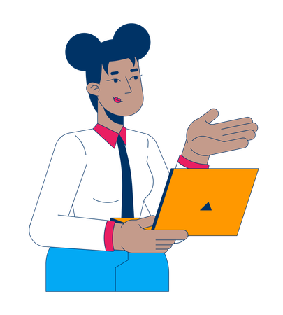 Woman working on laptop  Illustration