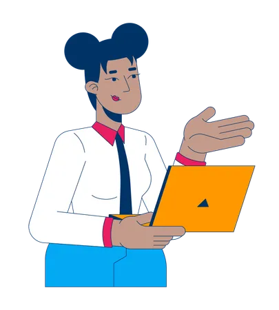 Woman working on laptop  Illustration