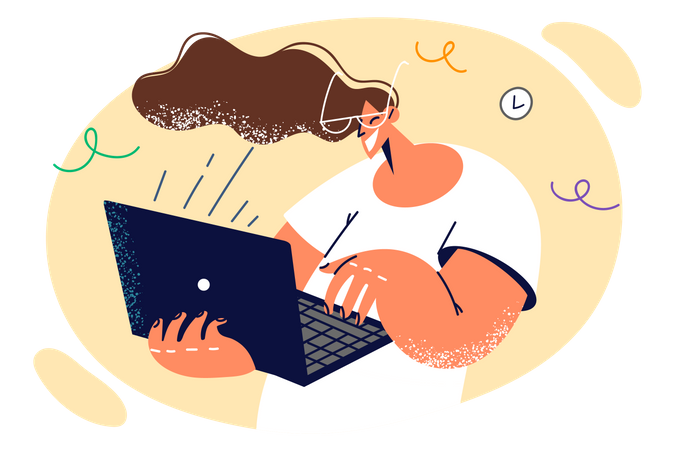 Woman working on laptop