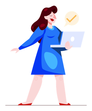 Woman working on laptop  Illustration
