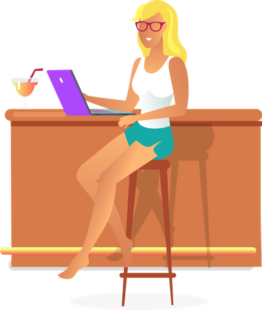 Woman working on Laptop  일러스트레이션