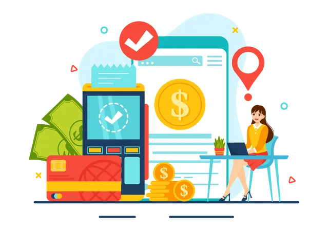 Merchant Service Vector Illustration Of Digital Marketing Strategy With People Referral Business And Earn Money Online In Flat Cartoon Background Illustration