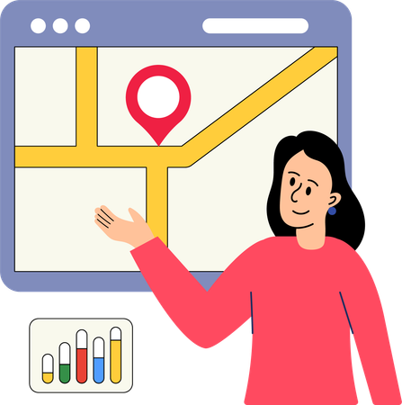 Woman working on Local Seo  Illustration