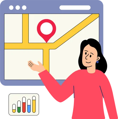 Woman working on Local Seo  Illustration