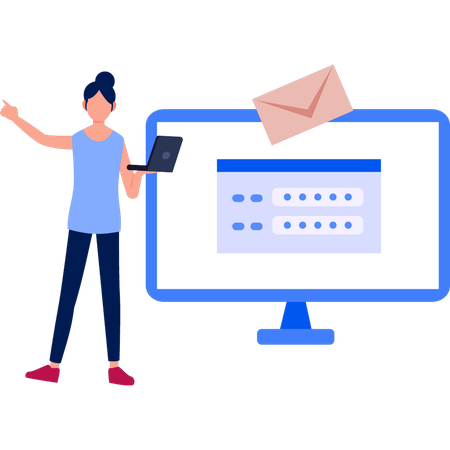 Woman working on login account  Illustration