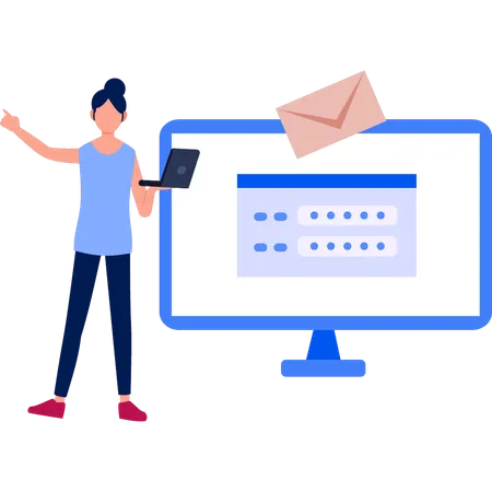 Woman working on login account  Illustration