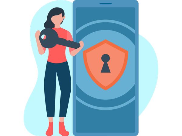 Woman working on login security  Illustration