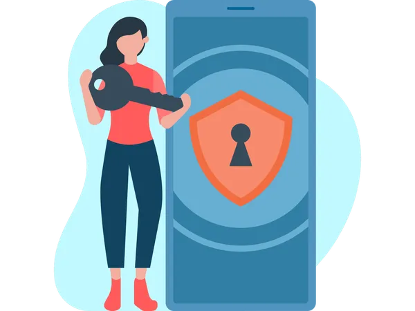 Woman working on login security  Illustration