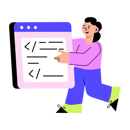 Woman working on machine coding  Illustration