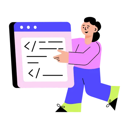 Woman working on machine coding  Illustration