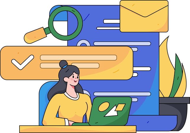 Woman working on mail advertisement  Illustration