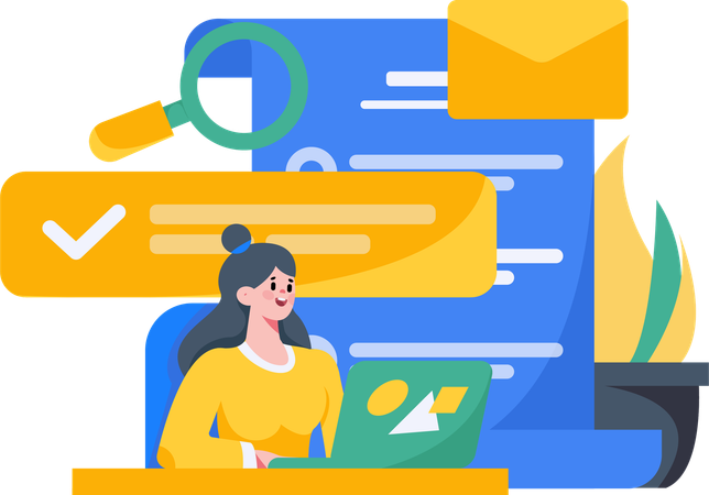 Woman working on mail advertisement  Illustration