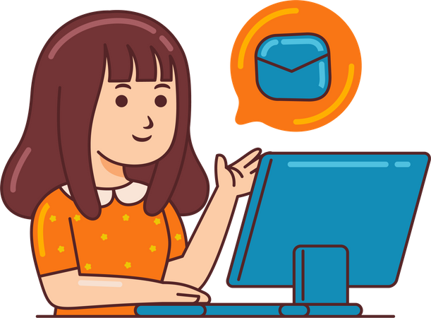 Woman Working on mail promotion  Illustration
