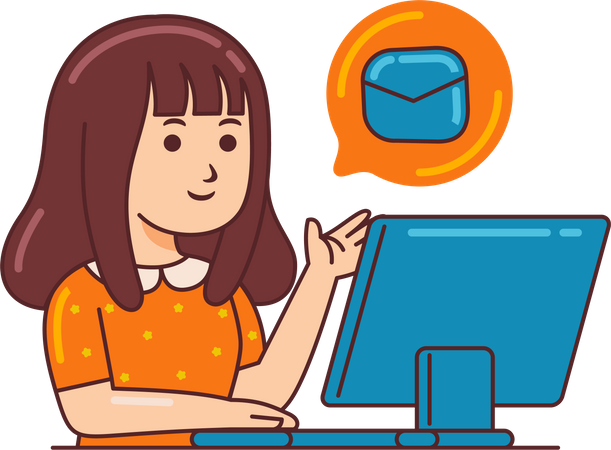 Woman Working on mail promotion  イラスト