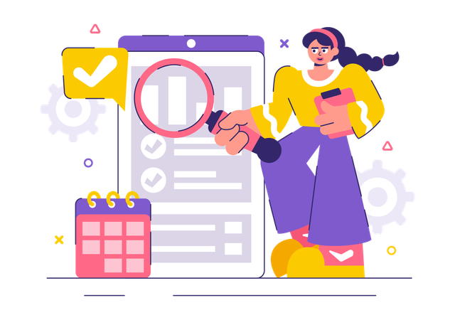 Woman working on Market Research and Analysis  Illustration