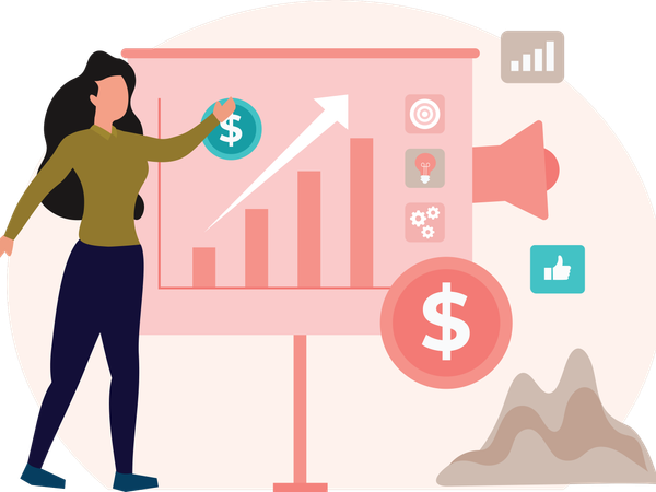 Woman working on Marketing  Illustration