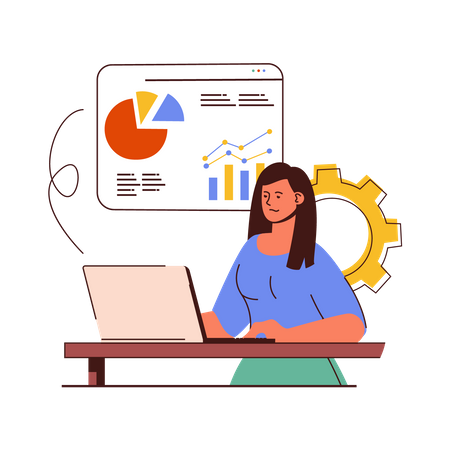 Woman working on Marketing Analysis  Illustration