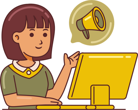 Woman Working on marketing  イラスト
