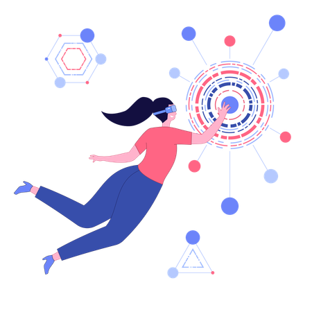 Woman working on metaverse technology  Illustration