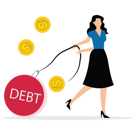 Woman working on Money management  Illustration