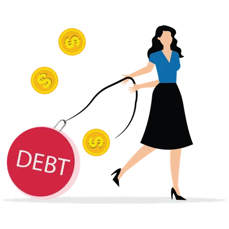 Woman working on Money management  Illustration