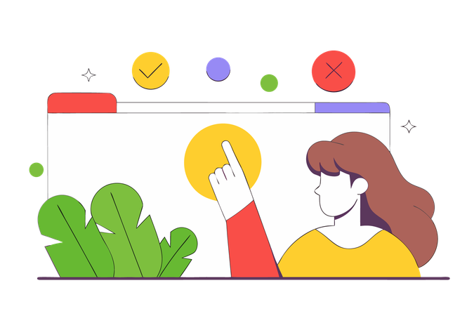 Woman working on Online Decision Making  Illustration