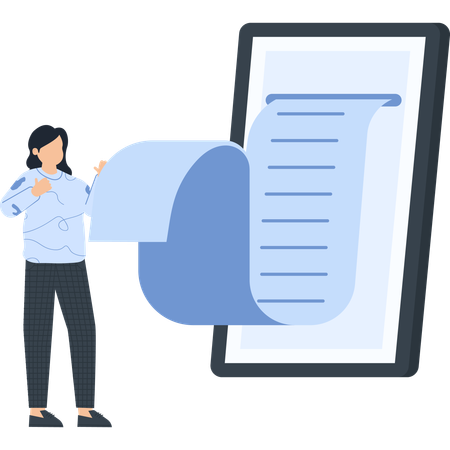 Woman working on online document  Illustration