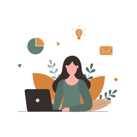 Woman Working On Online Project  Illustration