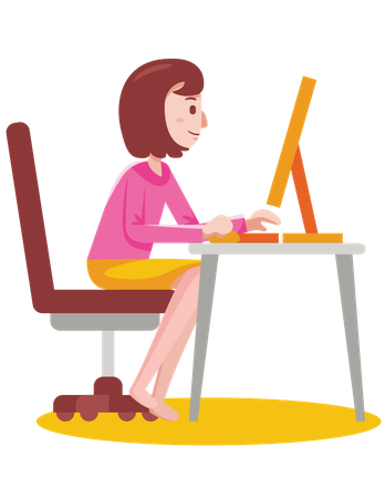 Woman working on online project Illustration