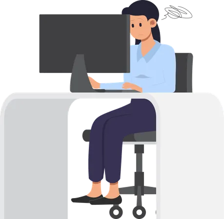 Woman Working on PC  Illustration