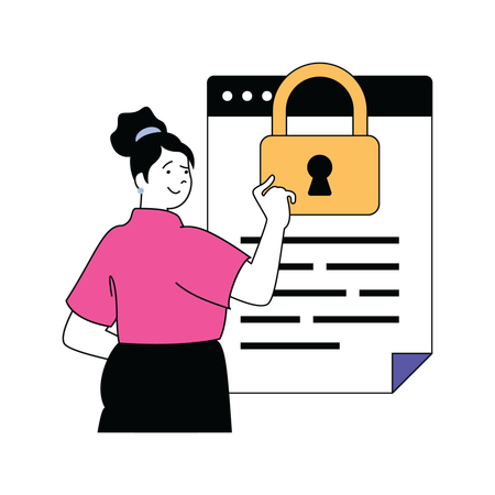 Woman working on personal data security  Illustration