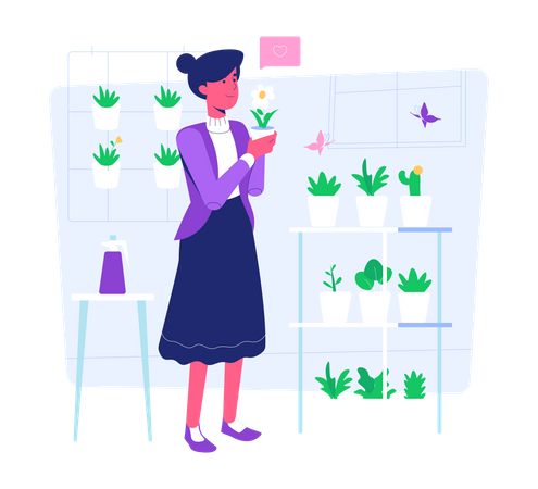 Woman working on Plant care  Illustration