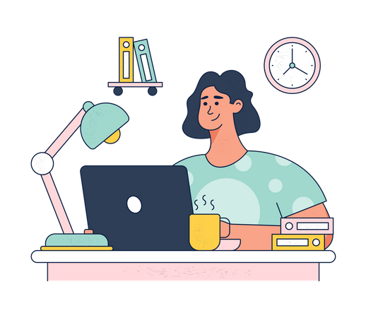 Woman Working On Project Illustration