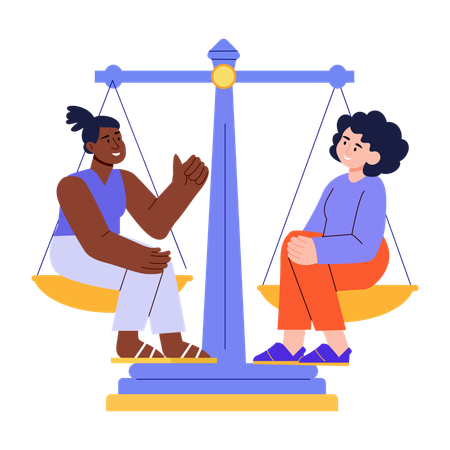 Woman working on racial equality  Illustration