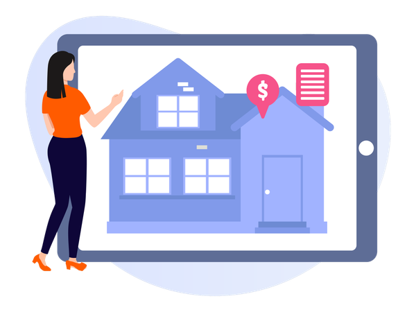 Woman working on Real estate Sale  Illustration